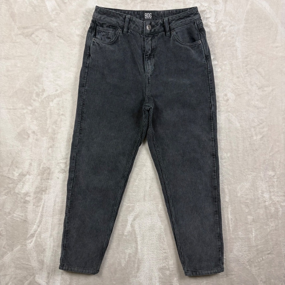 BDG Urban Outfitters Gray Corduroy Mom Jeans W28 High Rise Tapered Boho Retro